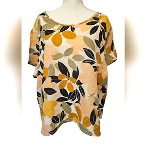 Rachel Zoe 100% Linen Tropical Top Women's Plus Size 3X NWOT